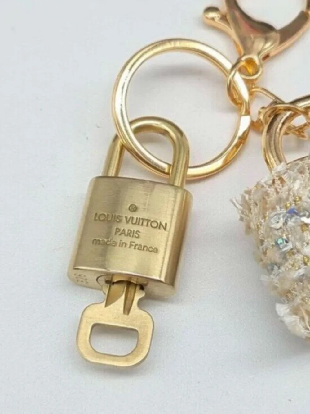 Authentic Louis Vuitton Padlock & Key Gold ✨Unbranded Bag Charm Keychain